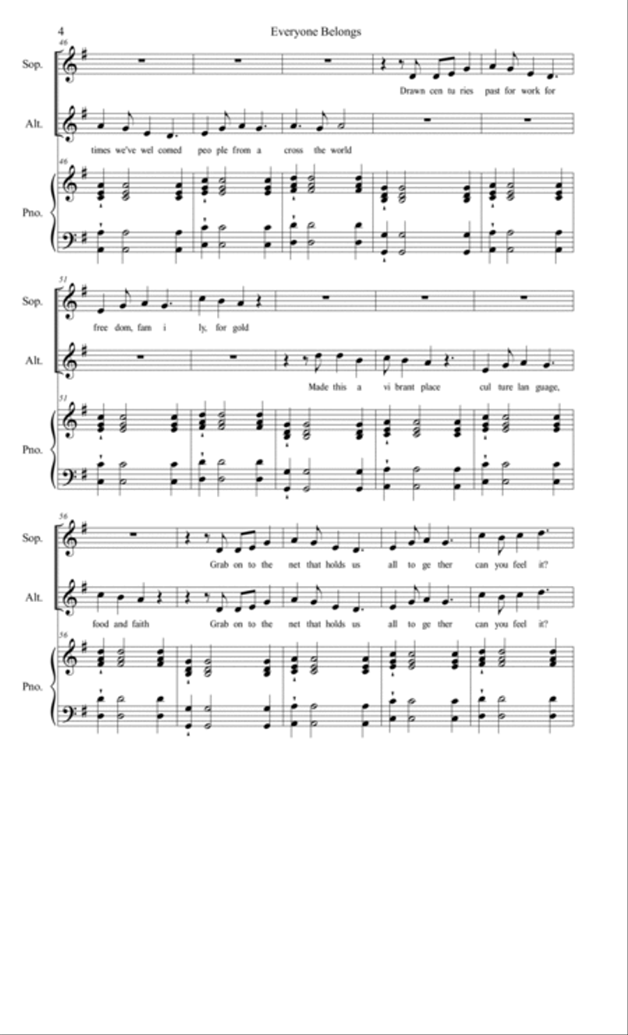 Everyone Belongs - A Song for Harmony Day 2-Part scores gallery preview page 4
