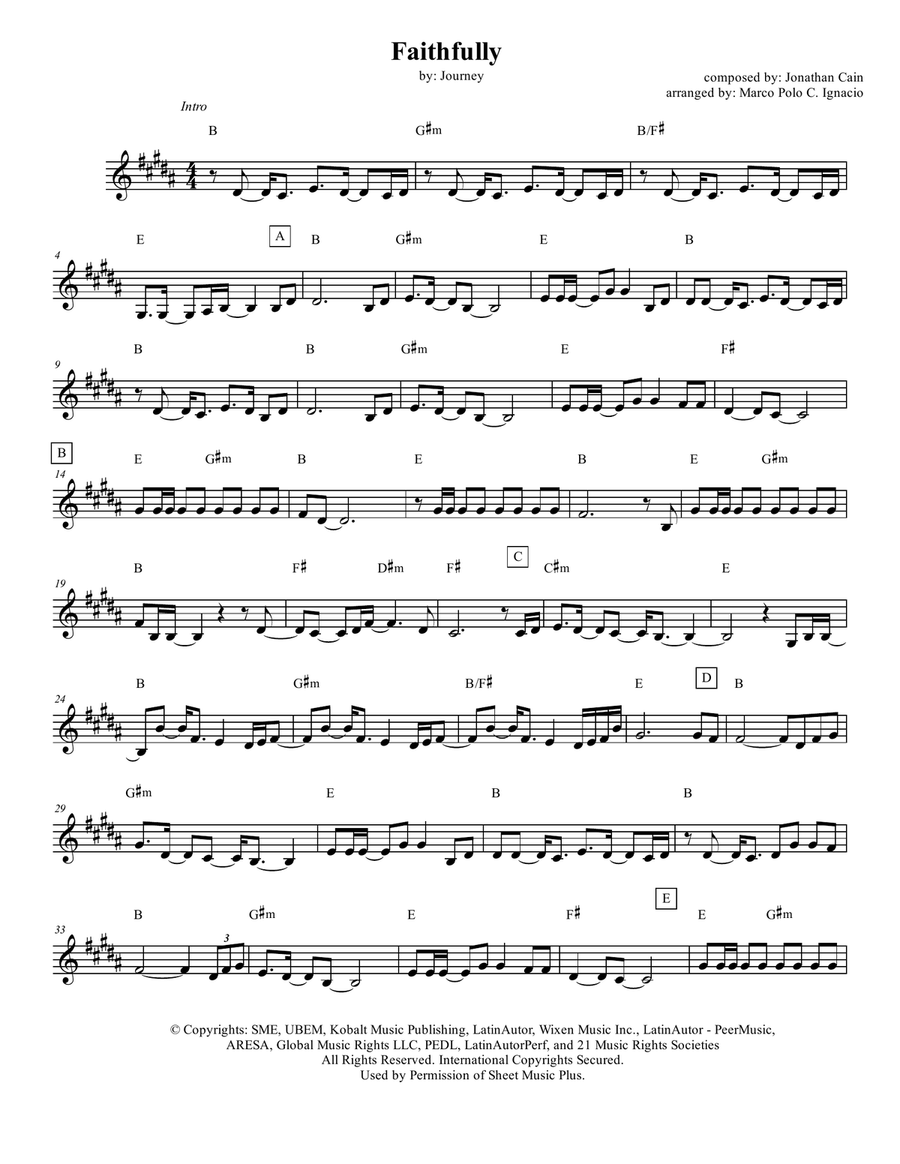 Faithfully Piano scores gallery preview page 1