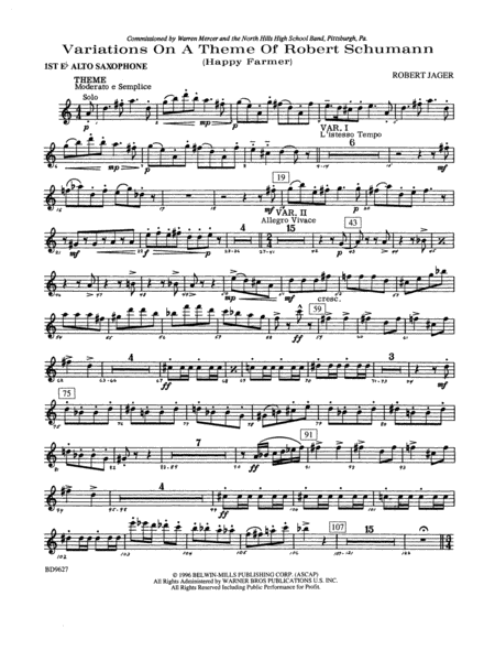 Variations on a Theme of Robert Schumann: E-flat Alto Saxophone