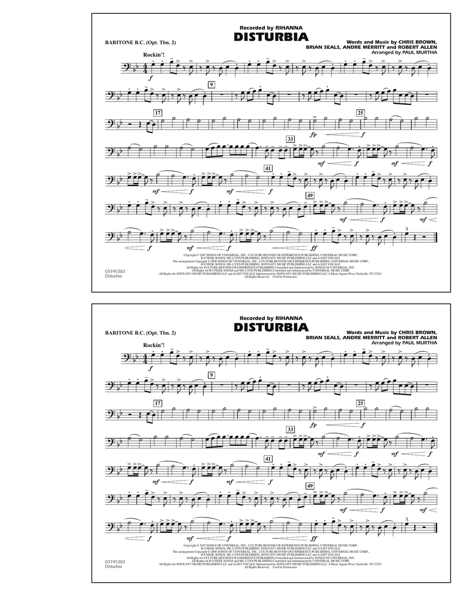 Disturbia - Baritone B.C. Marching Band scores gallery preview page 1