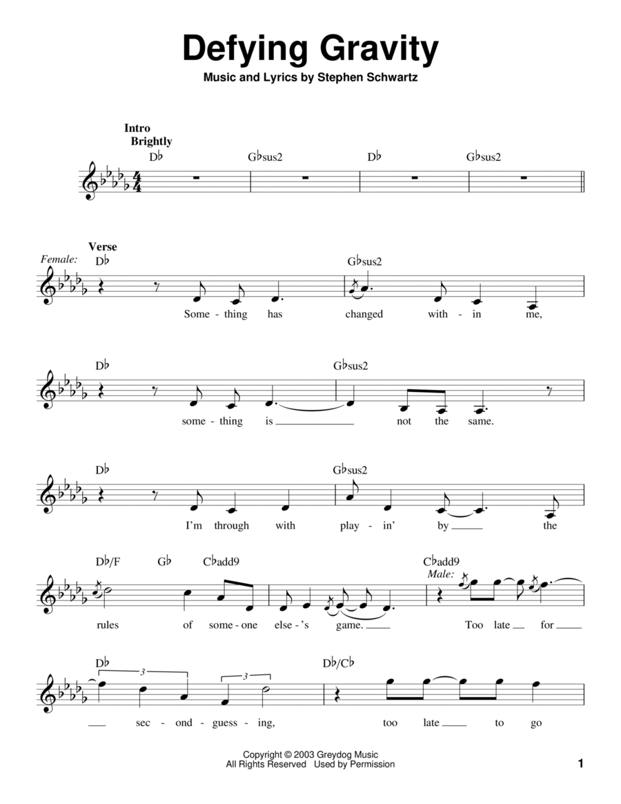 Defying Gravity (from Wicked) Voice scores gallery preview page 1