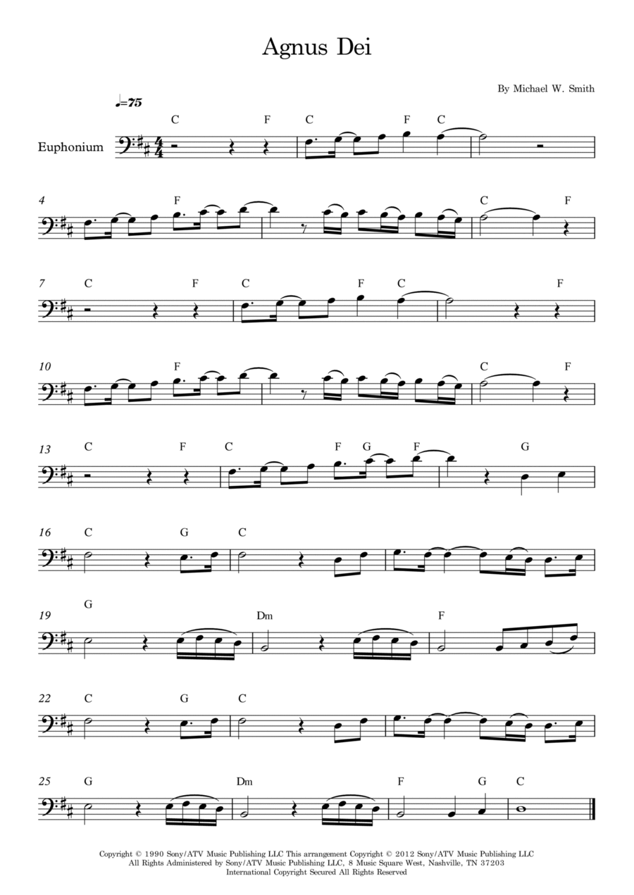 Agnus Dei Euphonium scores gallery preview page 1