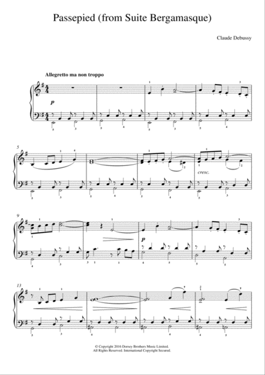 Passepied (From Suite Bergamasque) Easy Piano scores gallery preview page 1