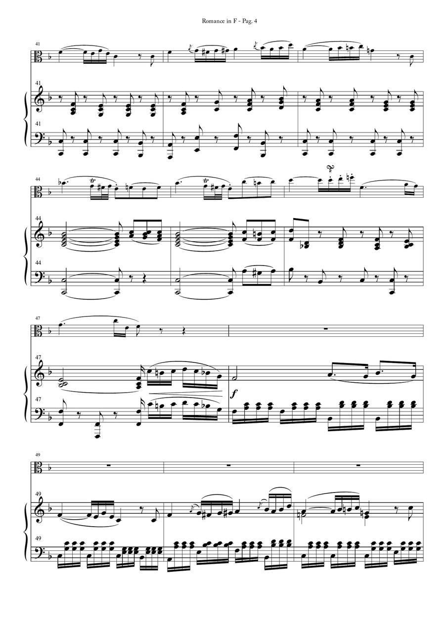 Romance in F for Viola and Piano Piano scores gallery preview page 4