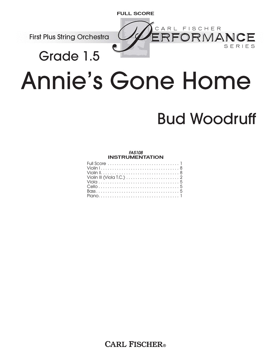 Annie’s Gone Home String Orchestra scores gallery preview page 1