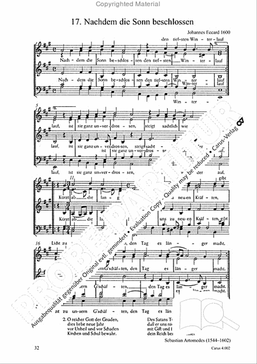Eccard: 29 Choralbearbeitungen Collection / Songbook scores gallery preview page 33