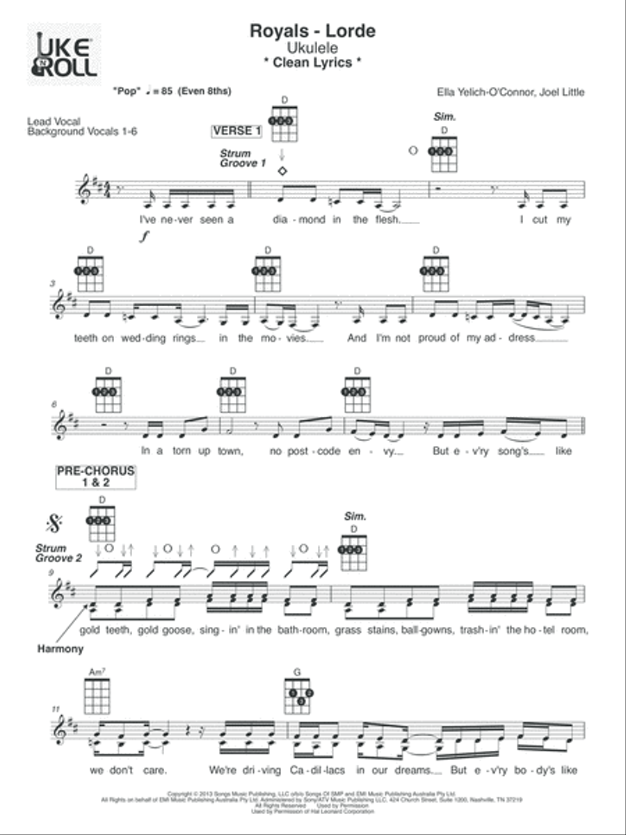 Royals Royals Ukulele scores gallery preview page 1