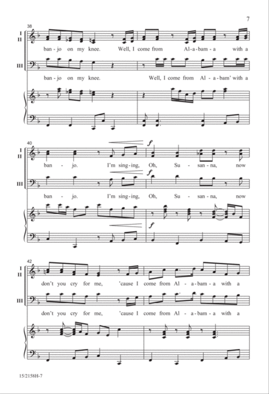 Banjo on My Knee (Oh, Susanna) 3-Part scores gallery preview page 7