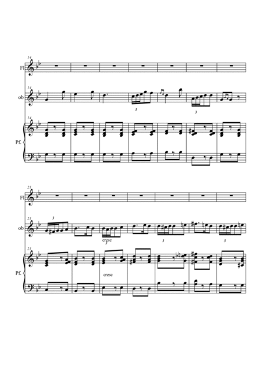 Traviata: Croce e delizia. Trio flute, oboe and piano Woodwind Duet scores gallery preview page 2