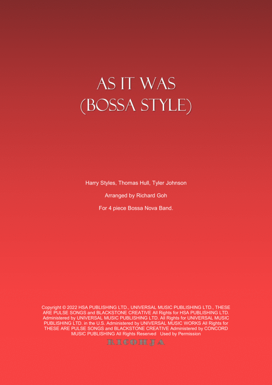 As It Was As It Was Jazz Ensemble scores gallery preview page 1