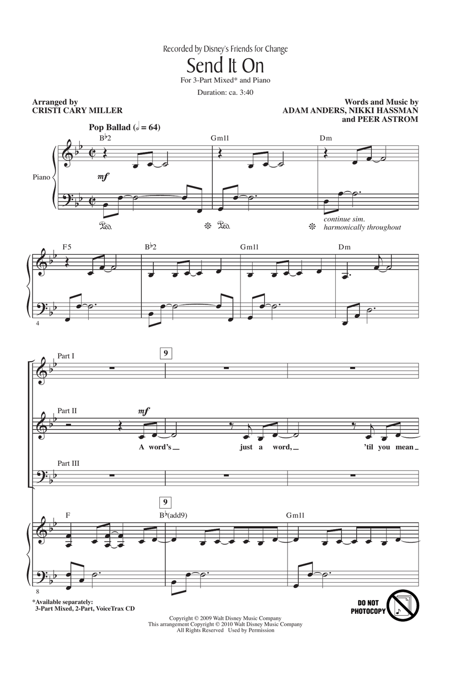Send It On (arr. Cristi Cary Miller) 3-Part scores gallery preview page 1