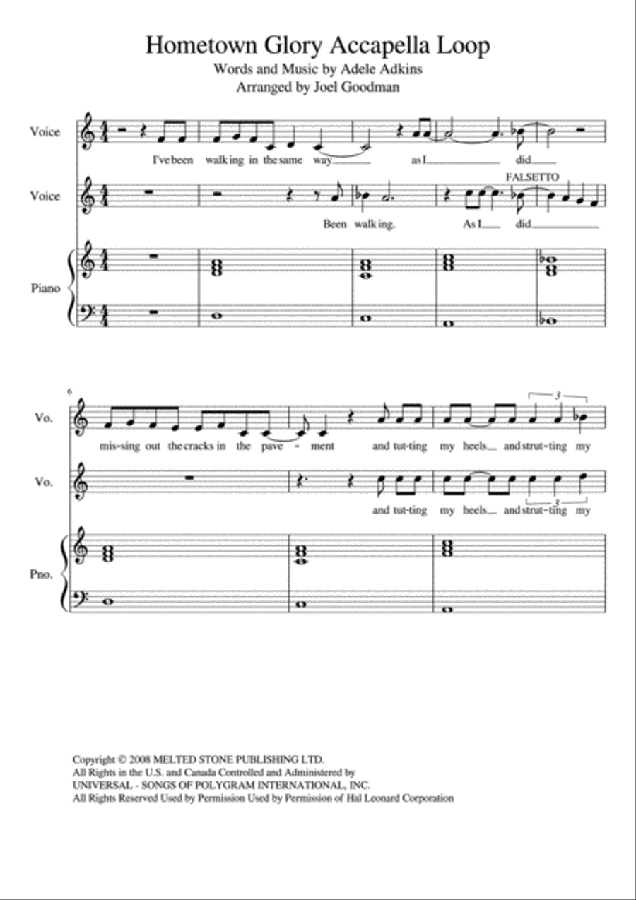 Hometown Glory Hometown Glory Vocal Duet scores gallery preview page 1
