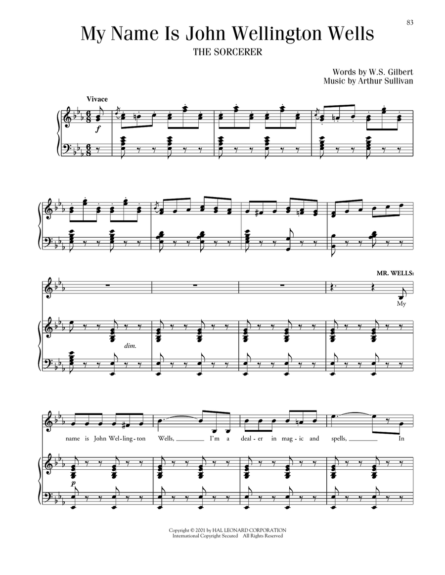 My Name Is John Wellington Wells (from The Sorcerer) Voice scores gallery preview page 1