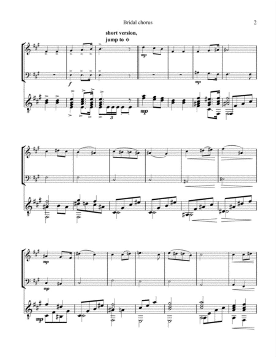 Bridal Chorus / Here Comes the Bride! for violin, cello and guitar Small Ensemble scores gallery preview page 3