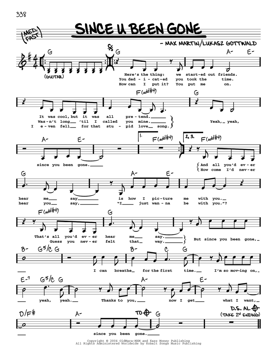 Since U Been Gone Since U Been Gone Voice scores gallery preview page 1