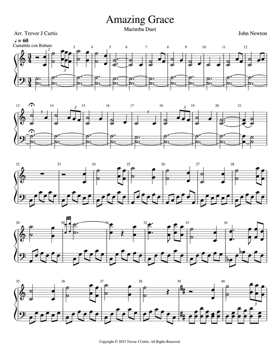 Amazing Grace Percussion scores gallery preview page 1