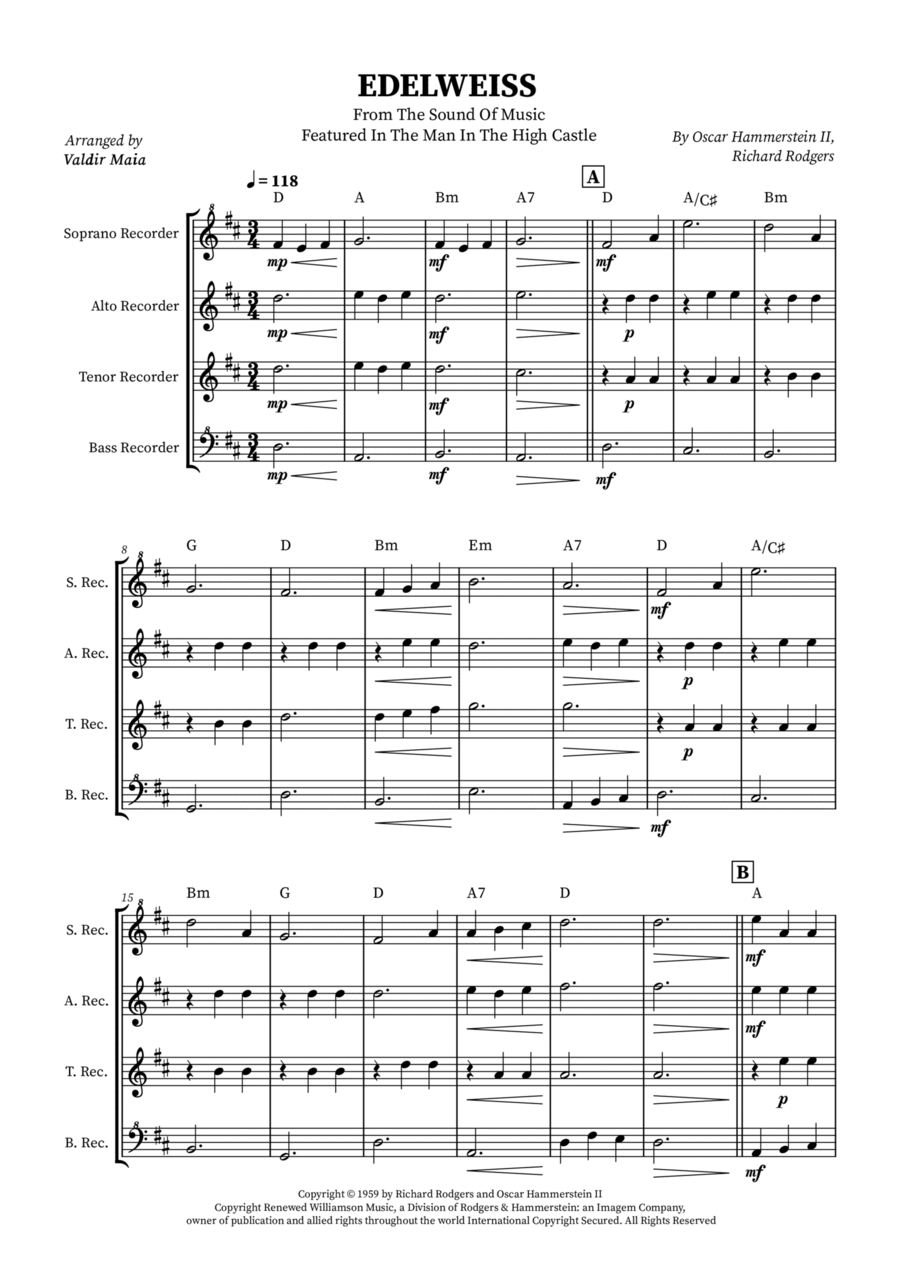 Edelweiss Soprano Recorder scores gallery preview page 1