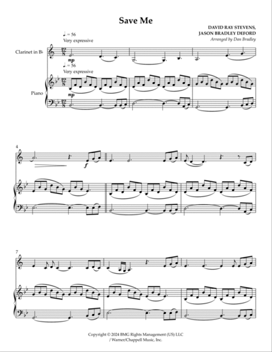 Save Me B-Flat Clarinet scores gallery preview page 2