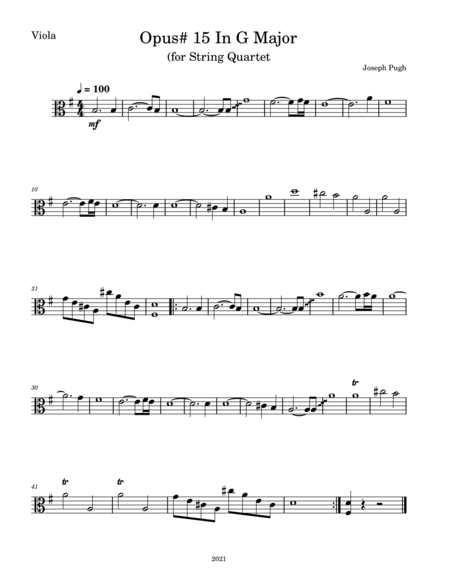 Concerto #8 "Opus #15 In G Major" 3rd movement (For String Quartet) image number null