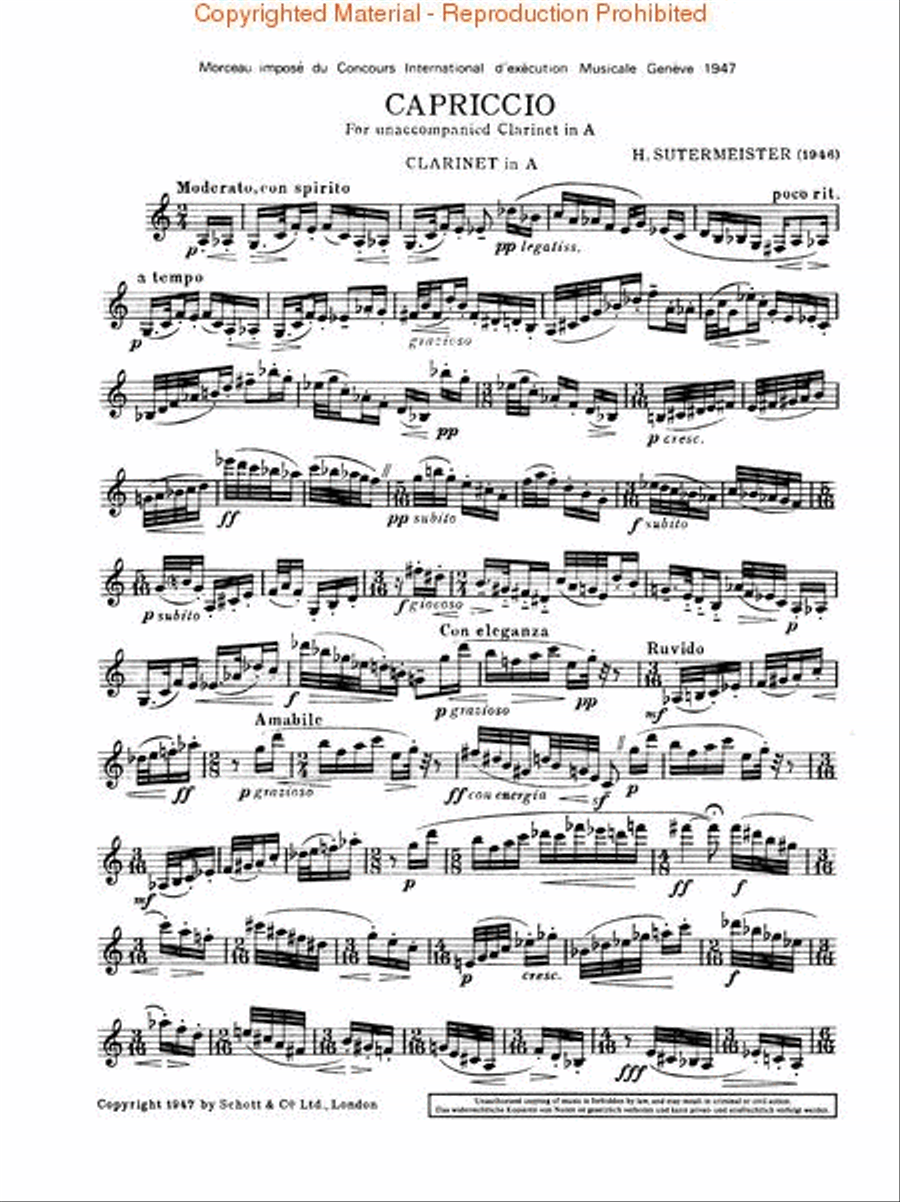 Capriccio for Solo Clarinet (1946) Clarinet Solo scores gallery preview page 2