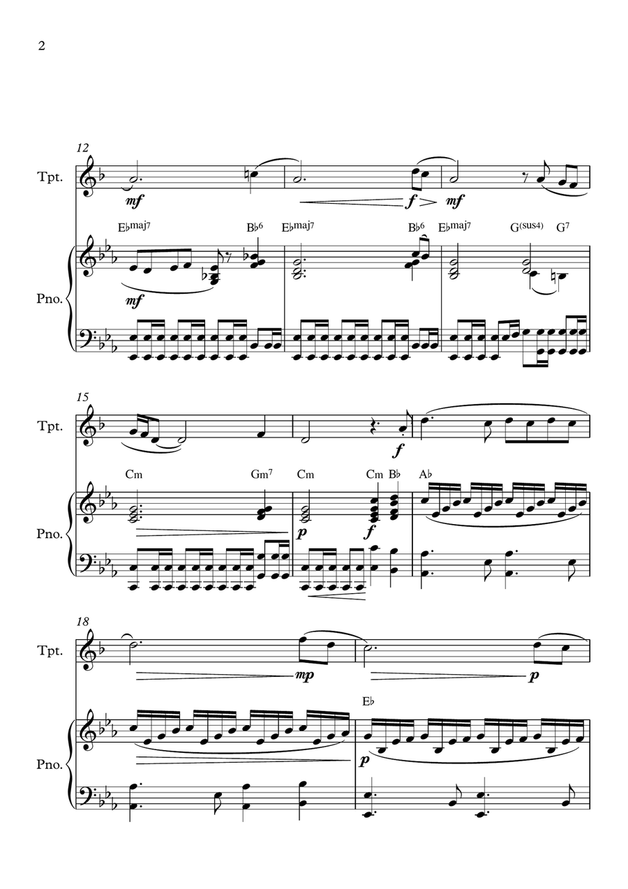 El Cóndor Pasa Trumpet in Bb and Piano Trumpet Solo scores gallery preview page 2