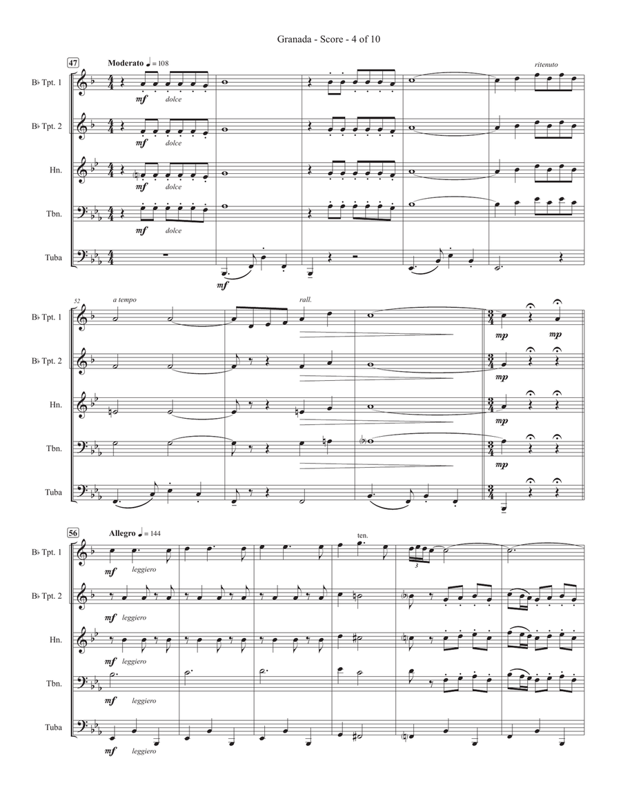 Granada - Full Score Brass Quintet scores gallery preview page 4