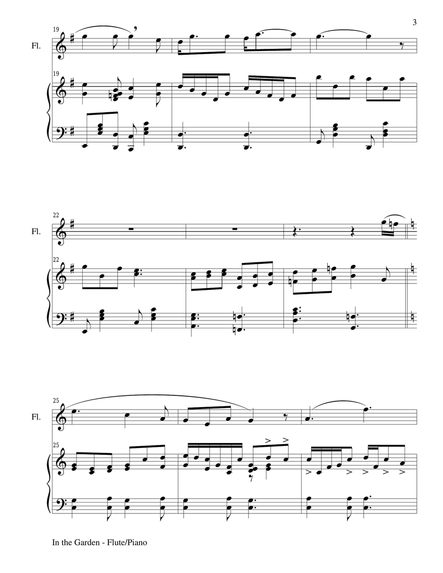 IN THE GARDEN (Flute/Piano and Flute Part) Flute Solo scores gallery preview page 3