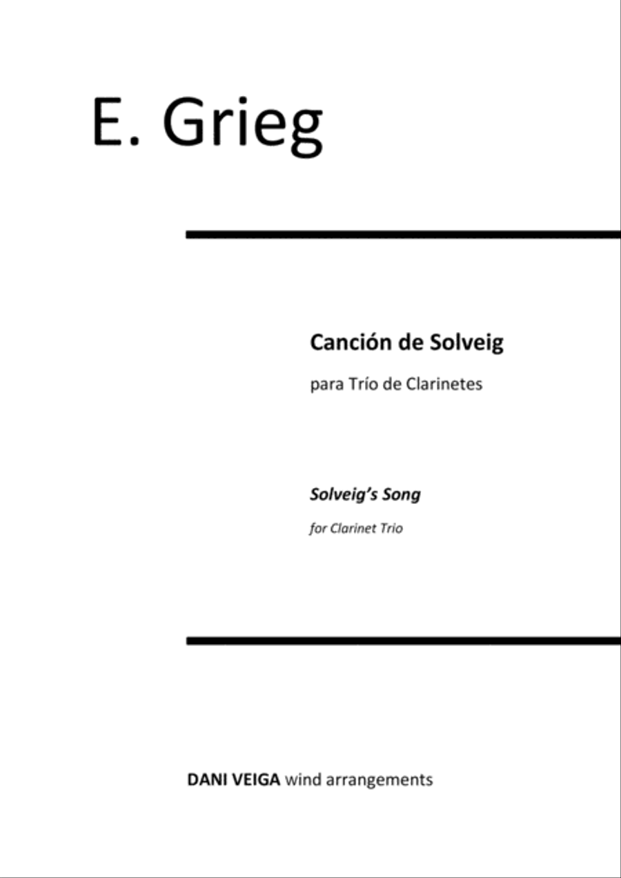 Solveig Song (easy 3 Clarinets arrangement) Woodwind Trio scores gallery preview page 1