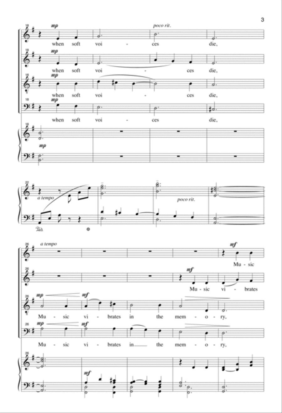 Music, When Soft Voices Die 4-Part scores gallery preview page 2