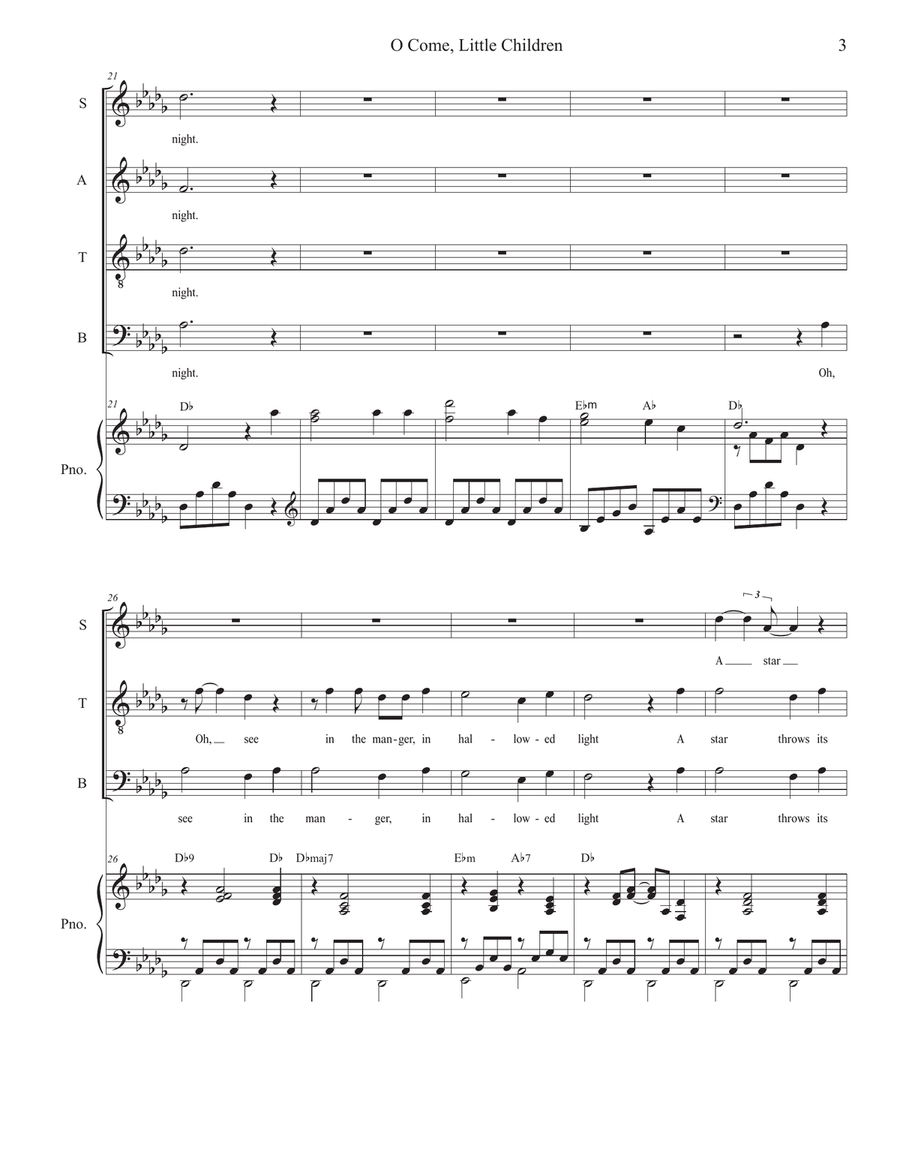 O Come, Little Children (SATB) 4-Part scores gallery preview page 4
