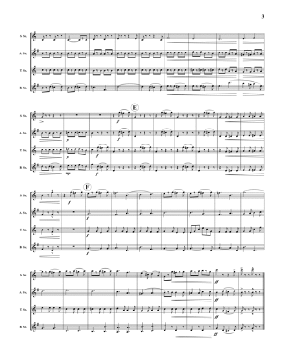 Washington Post March Saxophone Quartet scores gallery preview page 3