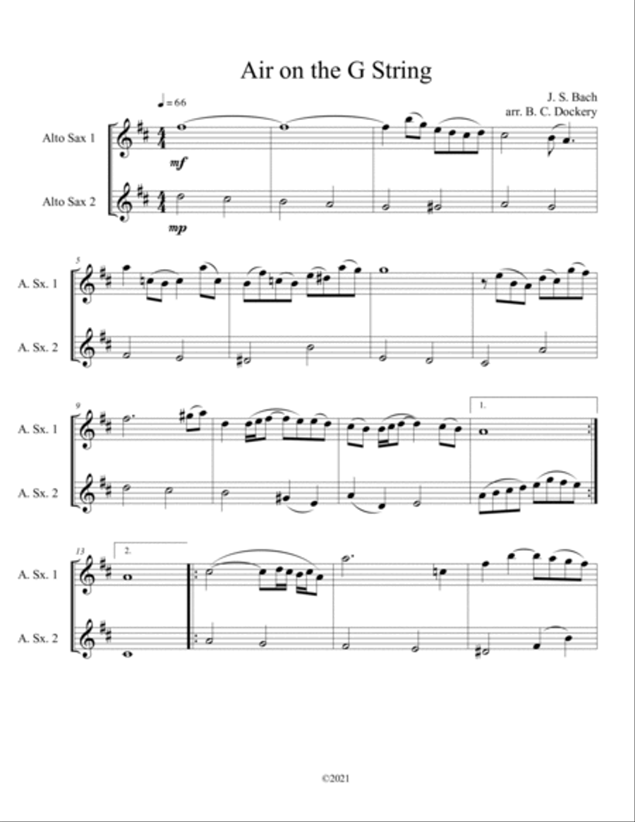 20 Classical Themes for Alto Saxophone Duet Woodwind Duet scores gallery preview page 6
