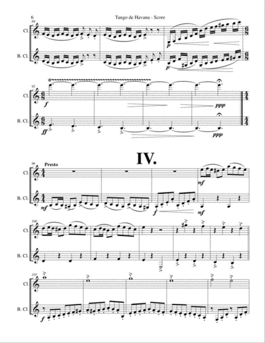 Tango de Havana - Clarinet Duet Clarinet Duet scores gallery preview page 6