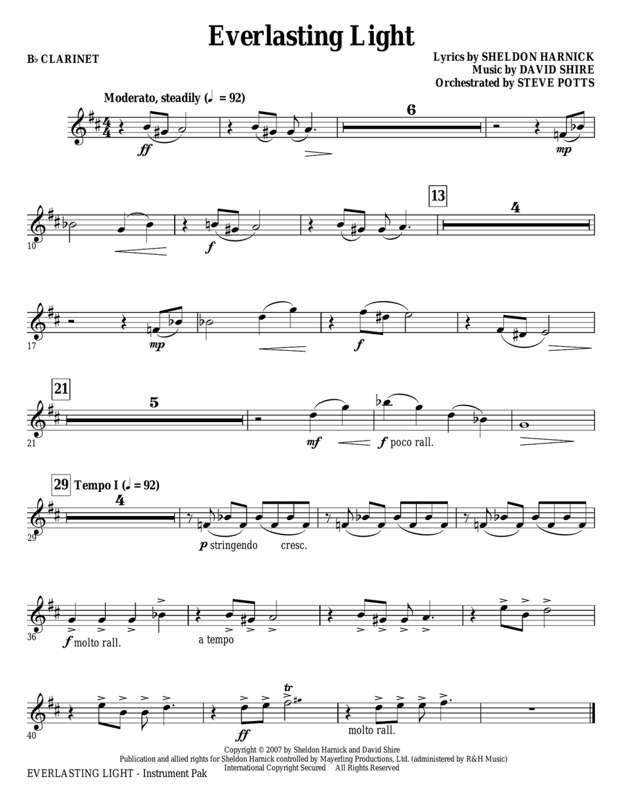 Everlasting Light - Bb Clarinet Choir scores gallery preview page 1