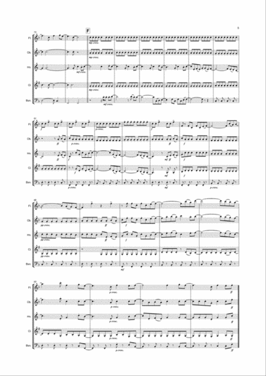 A Sky Full Of Stars Woodwind Quintet scores gallery preview page 5