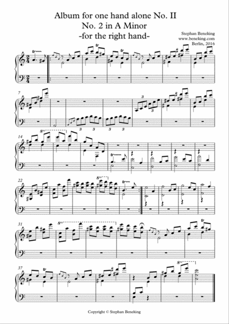 Album for One Hand Alone No. 2 Easy Piano scores gallery preview page 5