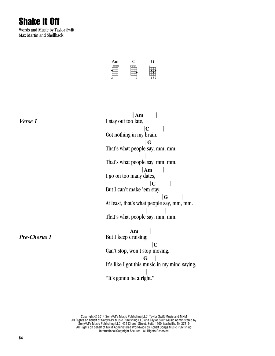Shake It Off Ukulele scores gallery preview page 1
