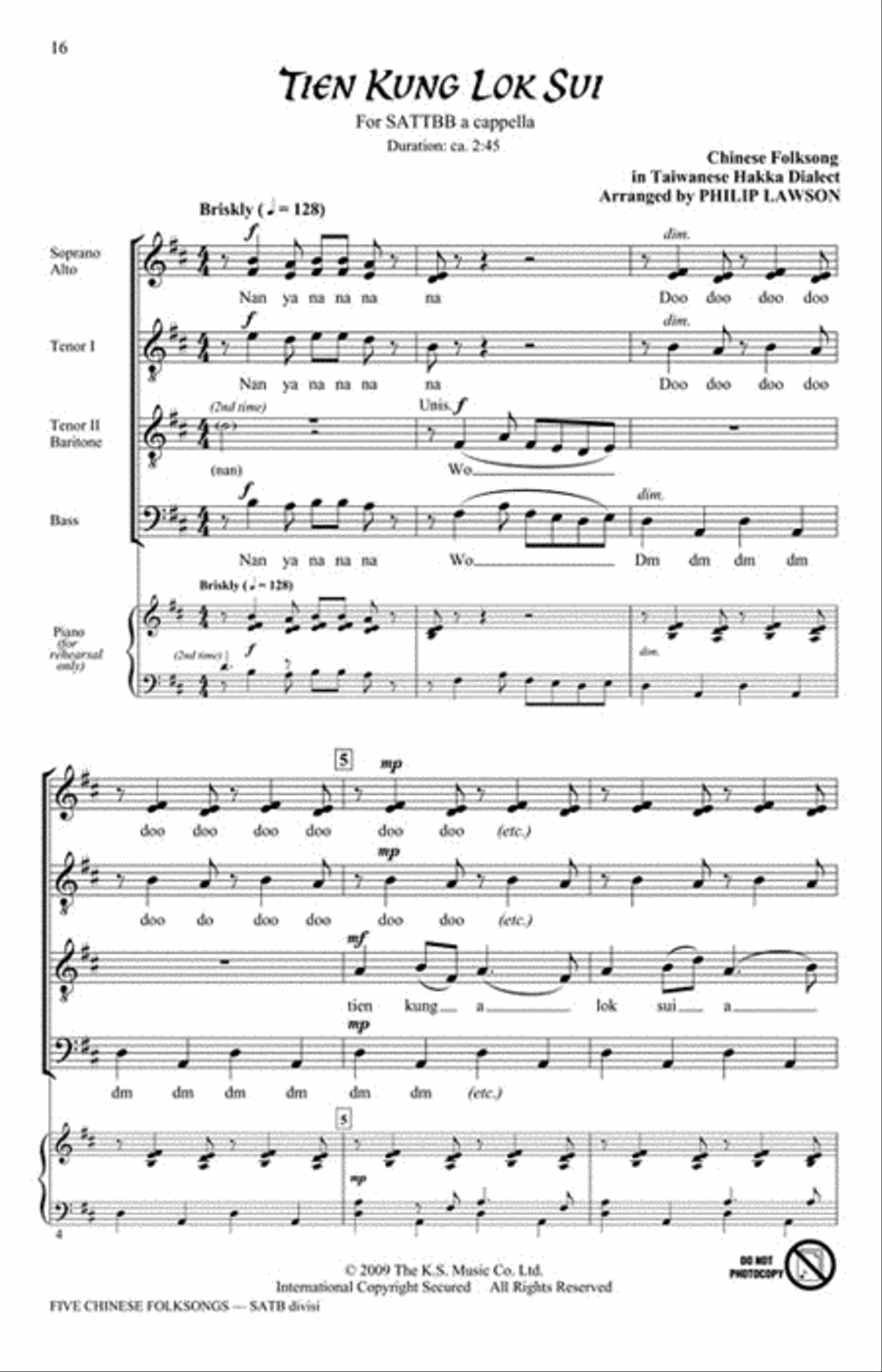 Five Chinese Folksongs Divisi scores gallery preview page 4