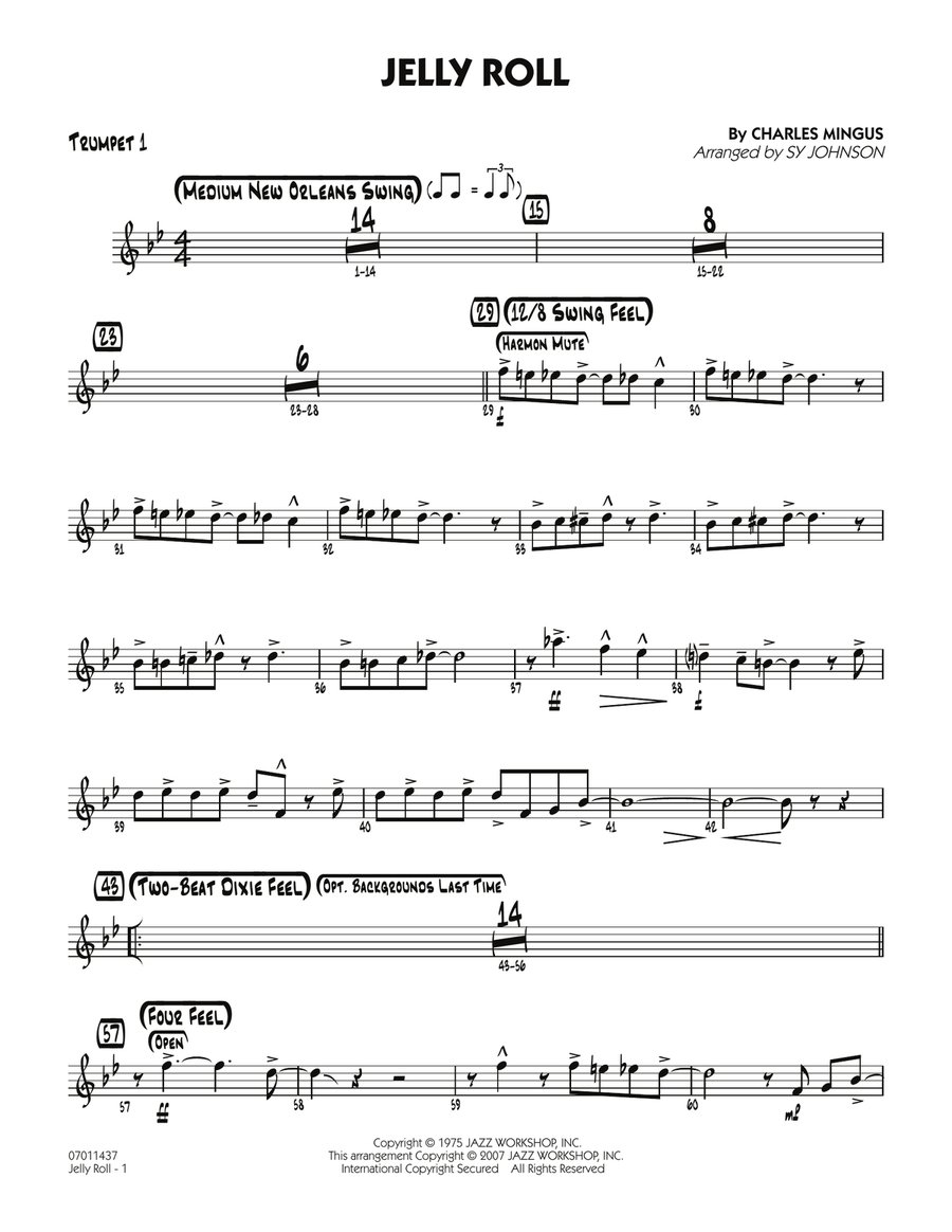 Jelly Roll - Trumpet 1 Jazz Ensemble scores gallery preview page 1