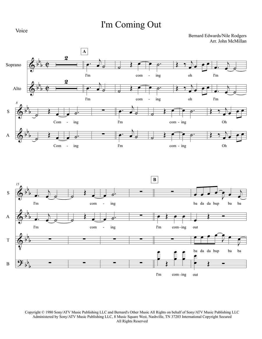 I'm Coming Out 4-Part scores gallery preview page 1