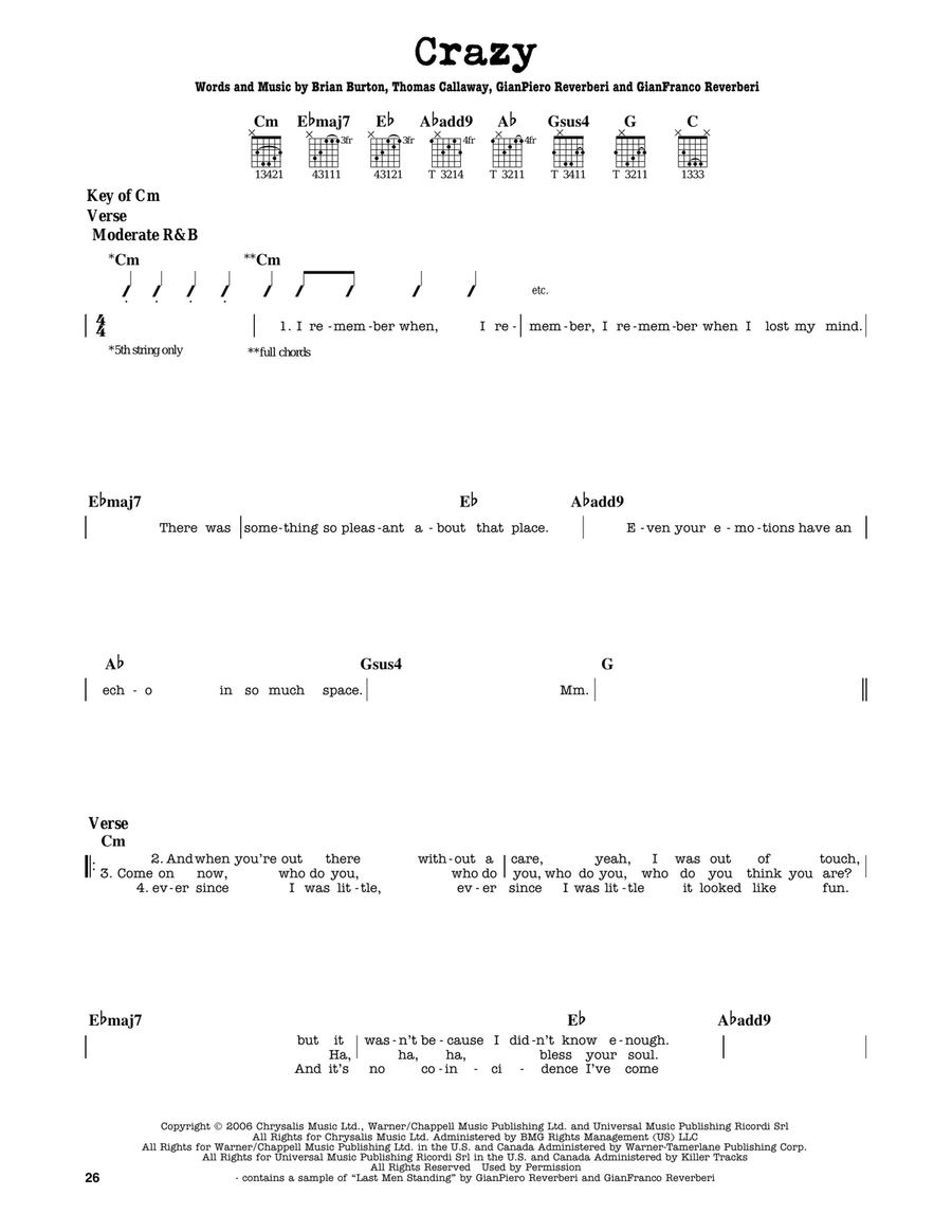 Crazy Crazy Electric Guitar scores gallery preview page 1