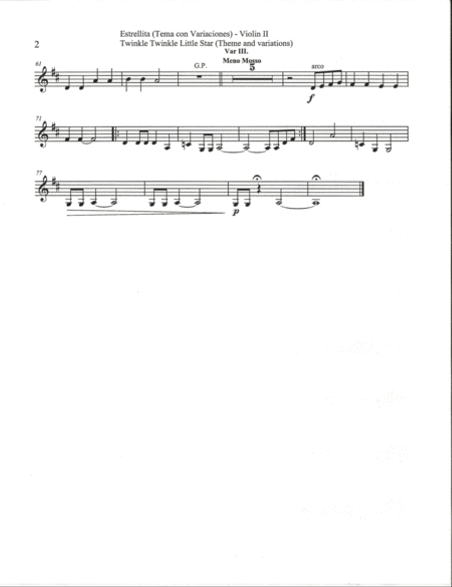 Twinkle Twinkle Little Star (Theme and Variations) For String Orchestra - Set of Individual Parts String Orchestra scores gallery preview page 4