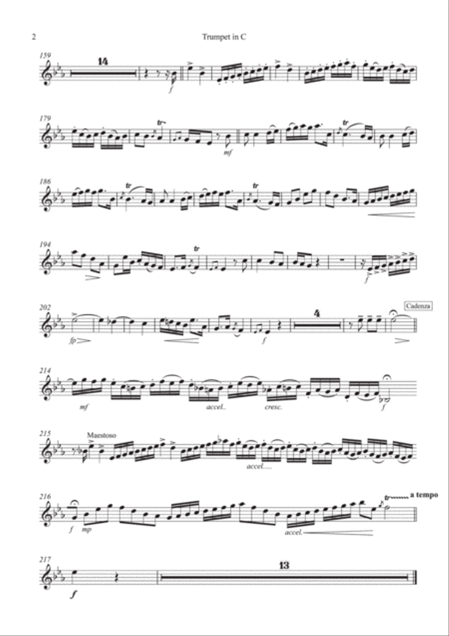 Neruda Trumpet Concerto in Eb (trumpet parts for C trumpet) C Trumpet scores gallery preview page 2