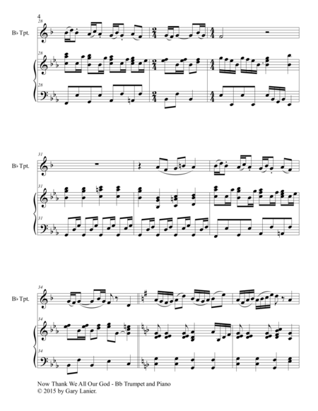 NOW THANK WE ALL OUR GOD (Duet – Bb Trumpet and Piano/Score and Parts) image number null