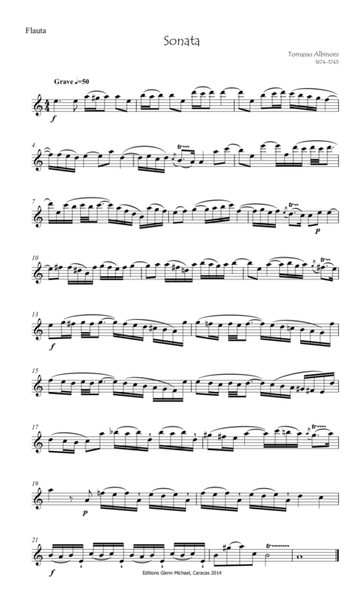 Albinoni, Sonata for flute & piano with cello ad lib. image number null