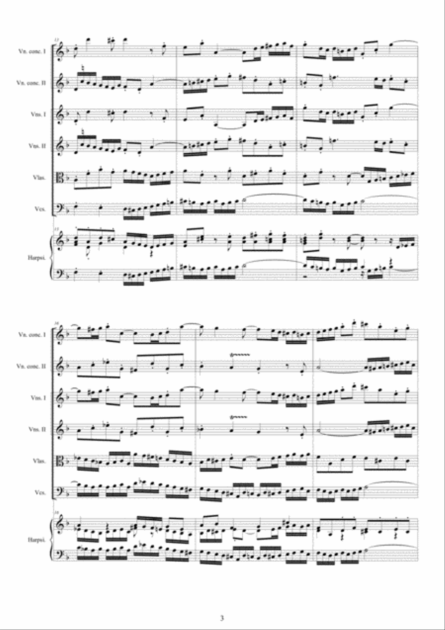Bach - Double Concerto in D minor BWV1043 for Two Violins, Strings and Harpsichord Chamber Orchestra scores gallery preview page 3