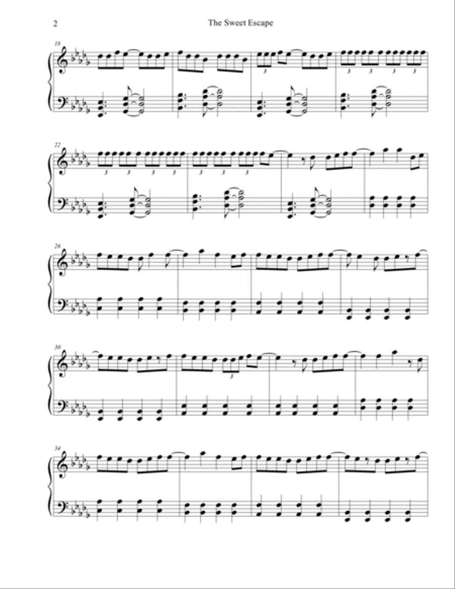 The Sweet Escape Piano Solo scores gallery preview page 2