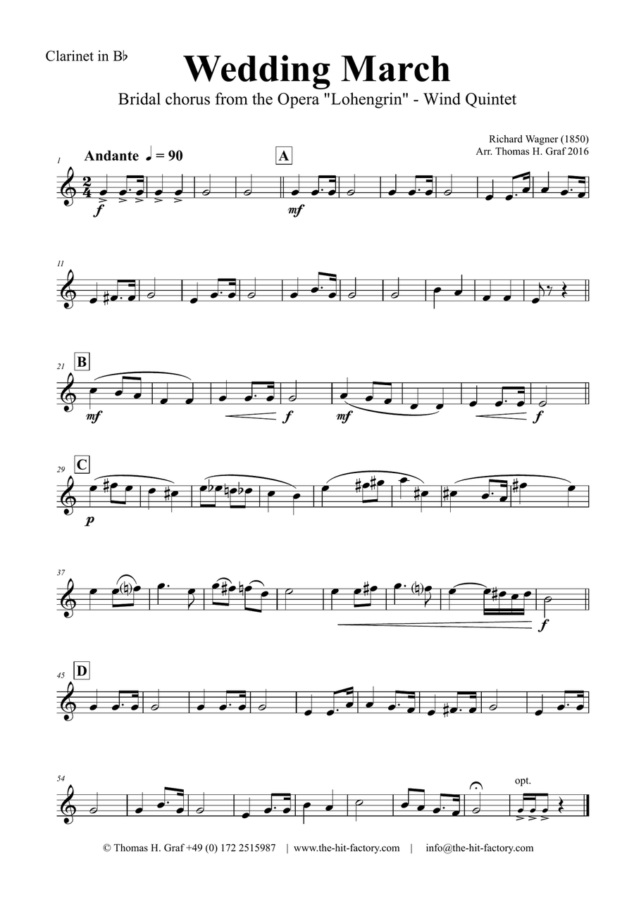Wedding March - Bridal chorus Lohengrin - Wind Quintet Woodwind Quintet scores gallery preview page 5