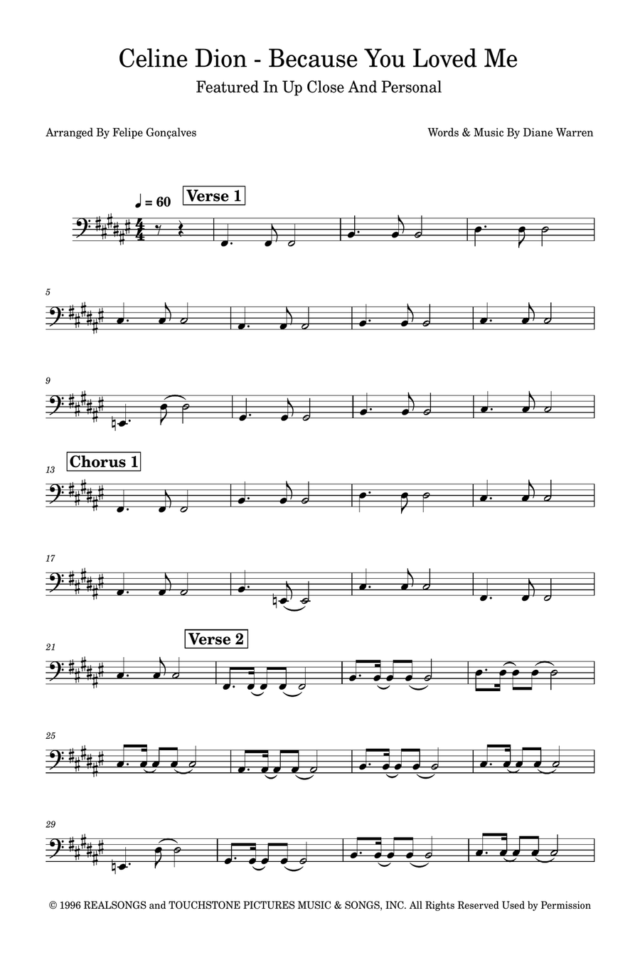 Because You Loved Me Acoustic Guitar scores gallery preview page 1