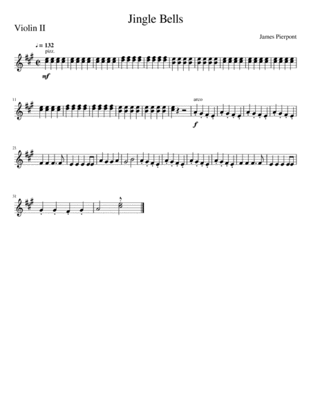 Jingle Bells (string quartet - violin II part)